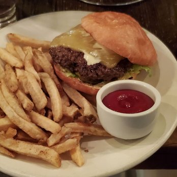 Gather - Burger with the limpiest lettuce imaginable. The cheese looks gross, and the fries are so crunchy my jaws hurt after a few. - New American Near Me - Berkeley, California