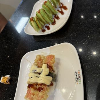 Sushi Plus Rotary Sushi Bar - Kanikama Tempura Nigiri 2 Pieces (new favorite) Avocado Bomb Roll - Sushi Bars Near Me - Aurora, Illinois Sushi Plus Rotary Sushi Bar - Kanikama Tempura Nigiri 2 Pieces (new favorite) Avocado Bomb Roll - Sushi Bars Near Me - Aurora, Illinois