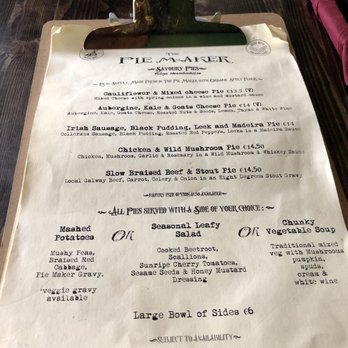 The Pie Maker - Menu - Irish Near Me - Galway, G