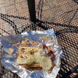 The pastrami Reuben Dog, I'd have taken a 2nd picture but it didn't make it!