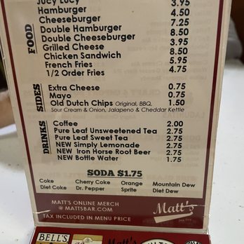 Matt's Bar - Menu of food items - Burgers Near Me - Minneapolis, Minnesota Matt's Bar - Menu of food items - Burgers Near Me - Minneapolis, Minnesota