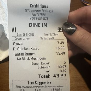 Koishi House - Prices - Ramen Near Me - Fate, Texas