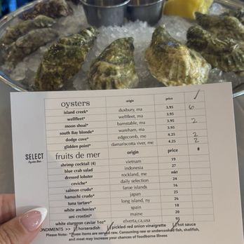 Select Oyster Bar - raw oysters - Seafood Near Me - Boston, Massachusetts Select Oyster Bar - raw oysters - Seafood Near Me - Boston, Massachusetts