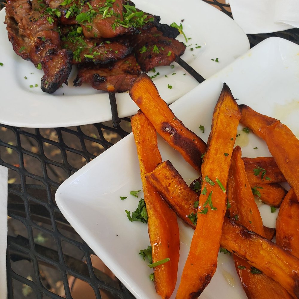 Ficelle - Beef skewers and sweet potatoes - Spanish Near Me - Winters, California Ficelle - Beef skewers and sweet potatoes - Spanish Near Me - Winters, California