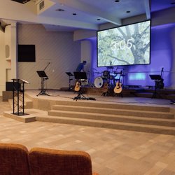 Joshua Church - Interior shot of the stage inside the auditorium before the worship team headed up there.