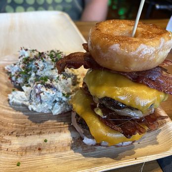 The Highlands Tavern - Double D burger - burger between 3 donuts - Desserts Near Me - Highlands, North Carolina The Highlands Tavern - Double D burger - burger between 3 donuts - Desserts Near Me - Highlands, North Carolina