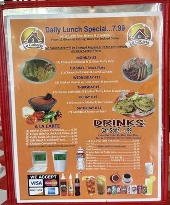 Menu photo 1 La Cabana Mexican Restaurant San Antonio, TX Menu photo 1 La Cabana Mexican Restaurant San Antonio, TX