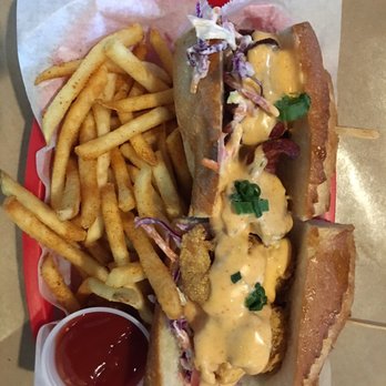 Backyard Bayou - Half shrimp, half andouille sausage Po'Boy with Cajun fries. - Cajun/Creole Near Me - Union City, California Backyard Bayou - Half shrimp, half andouille sausage Po'Boy with Cajun fries. - Cajun/Creole Near Me - Union City, California