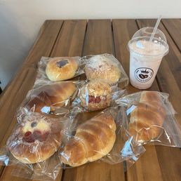 Our pastry selection for the day.  Strawberry Cream Saboro, Strawberry Custard with Fresh Strawberry, Salted Butter, Salted butter cream