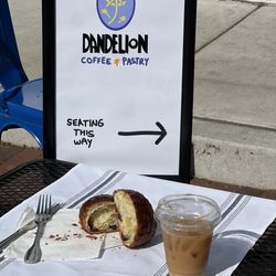 Dandelion Coffee Bar - Chocolate croissant & iced latte