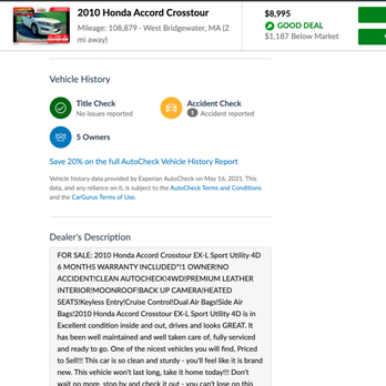 DriveMax - Dealership claims in vehicle description (on multiple websites) that there is only one owner, no accident, clean AutoCheck report. Not true. - Auto Repair Near Me - West Bridgewater, Massachusetts DriveMax - Dealership claims in vehicle description (on multiple websites) that there is only one owner, no accident, clean AutoCheck report. Not true. - Auto Repair Near Me - West Bridgewater, Massachusetts