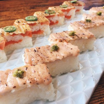 Miku - Salmon oishi sushi $17 and ebi oishi sushi $16.50 - Japanese Near Me - Vancouver, British Columbia