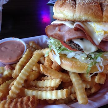 Dax's Bar & Grill - The Works Burger with French Fries - American Near Me - Richland, Washington