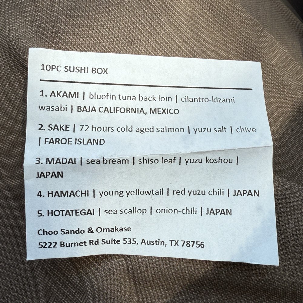 Choo Sando Omakase - Menu for 10 pc set - Sandwiches Near Me - Austin, Texas Choo Sando Omakase - Menu for 10 pc set - Sandwiches Near Me - Austin, Texas