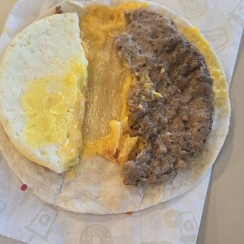 Dunkin' - How lazy can you be that you cannot even cut a sausage patty in half?? "Let's just pull this apart and hope for the best!" - Coffee & Tea Near Me - Bartow, Florida Dunkin' - How lazy can you be that you cannot even cut a sausage patty in half?? "Let's just pull this apart and hope for the best!" - Coffee & Tea Near Me - Bartow, Florida