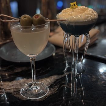 Nextdoor Speakeasy - Dirty Martini and Squid Drink. - Wine Bars Near Me - Boston, Massachusetts