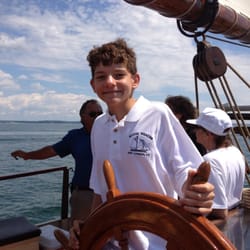 Mystic Whaler Cruises - My son takes the wheel!
