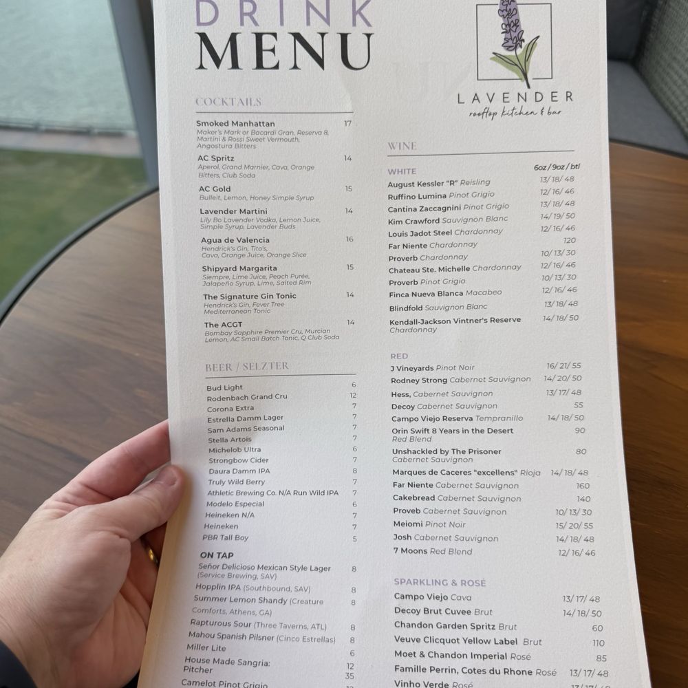 Lavender Rooftop Kitchen & Bar - Wine Bars Near Me - Savannah, Georgia