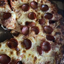 Holiday Pizza - Burnt crust, cheese all falling off