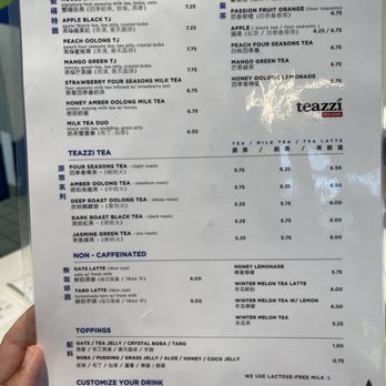 Teazzi Tea Shop - Menu - Bubble Tea Near Me - Sunnyvale, California
