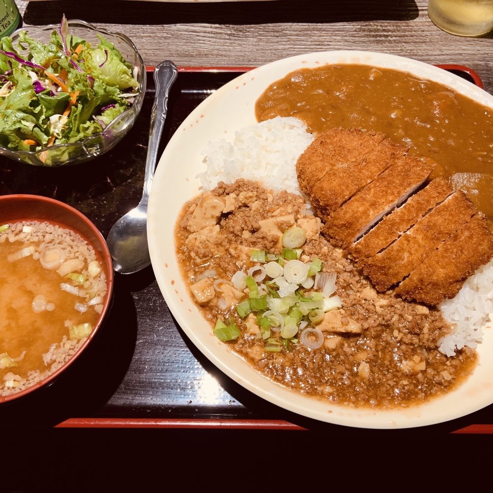 Chopstix - Mabo Tonkatsu Curry: Includes Mabo Tofu, Chicken-Katsu, Curry, Miso Soup and a salad - Sushi Bars Near Me - San Diego, California Chopstix - Mabo Tonkatsu Curry: Includes Mabo Tofu, Chicken-Katsu, Curry, Miso Soup and a salad - Sushi Bars Near Me - San Diego, California