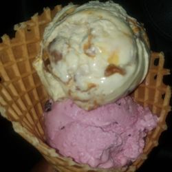 Baskin-Robbins - Pralines and cream and cherry jubilee in a waffle cone