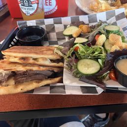 French Dip Naan with side salad French Dip Naan with side salad
