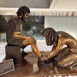 Chick-fil-A Support Center - Backstage Tour: founder, S. Truett Cathy truly believed in being a GOOD AND FAITHFUL SERVANT! (JESUS washing the feet of a beloved disciple)