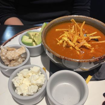 La Popular - Chicken tortilla soup comes with chicharrones , queso fresco, avocado , tortillas strips . - Mexican Near Me - Porter Ranch, California