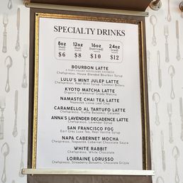 Menu as of July 2026 Menu as of July 2026