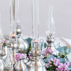 Danforth - Waterbury - A variety of pewter oil lamps and vases