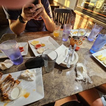 Shenanigans - This is a photo of what's left of what we ordered. Wings, fish n chips, burger, zucchini, calamari and chicken strips. All gone! - Irish Near Me - Long Beach, California