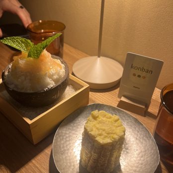 Konban - Yuzu coconut shaved iced, corn ice cream - Izakaya Near Me - New York, New York Konban - Yuzu coconut shaved iced, corn ice cream - Izakaya Near Me - New York, New York