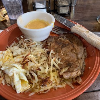 Cafe 191 - Creole Blackened Prime Rib Steak n Eggs with Hollandaise - Breakfast & Brunch Near Me - Gallatin Gateway, Montana Cafe 191 - Creole Blackened Prime Rib Steak n Eggs with Hollandaise - Breakfast & Brunch Near Me - Gallatin Gateway, Montana