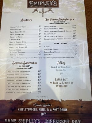 Menu photo 1 Shipley's Tavern Madison, IN