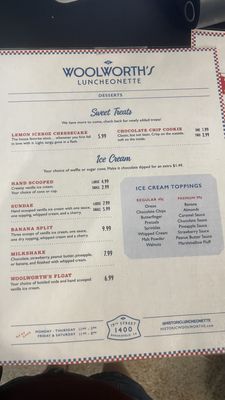 Menu photo 4 Woolworth’s Luncheonette Bakersfield, CA