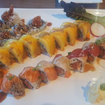 Fancy Sushi - Top - Snoopy roll, middle - Mango Hawaii roll, bottom - Christmas roll. All very delicious!!! - Japanese Near Me - Clermont, Florida Fancy Sushi - Top - Snoopy roll, middle - Mango Hawaii roll, bottom - Christmas roll. All very delicious!!! - Japanese Near Me - Clermont, Florida