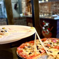 Tower Square Pizza - Look at that mozzarella stretch!