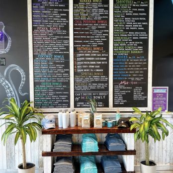 Playa Bowls - a chalkboard menu on the wall - Juice Bars & Smoothies Near Me - Rye, New York