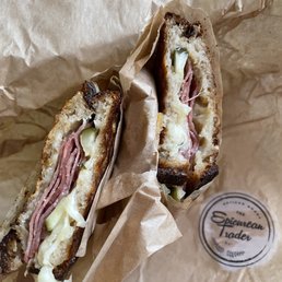 Genoa salami, pickles, gruyere, & Swiss on tartine's country bread Genoa salami, pickles, gruyere, & Swiss on tartine's country bread