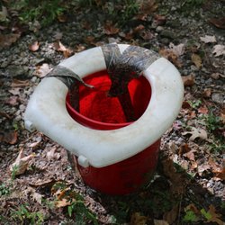Mill Shoals and Big Shoals Falls - Someone had a sense of humor and created a toilet for the trail.