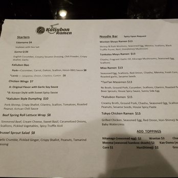 Kaliubon - Menu (Front) - Ramen Near Me - Wethersfield, Connecticut