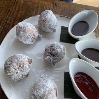 Battello - RICOTTA ZEPPOLES nutella cream, burnt bourbon caramel, strawberry-rhubarb - Italian Near Me - Jersey City, New Jersey Battello - RICOTTA ZEPPOLES nutella cream, burnt bourbon caramel, strawberry-rhubarb - Italian Near Me - Jersey City, New Jersey