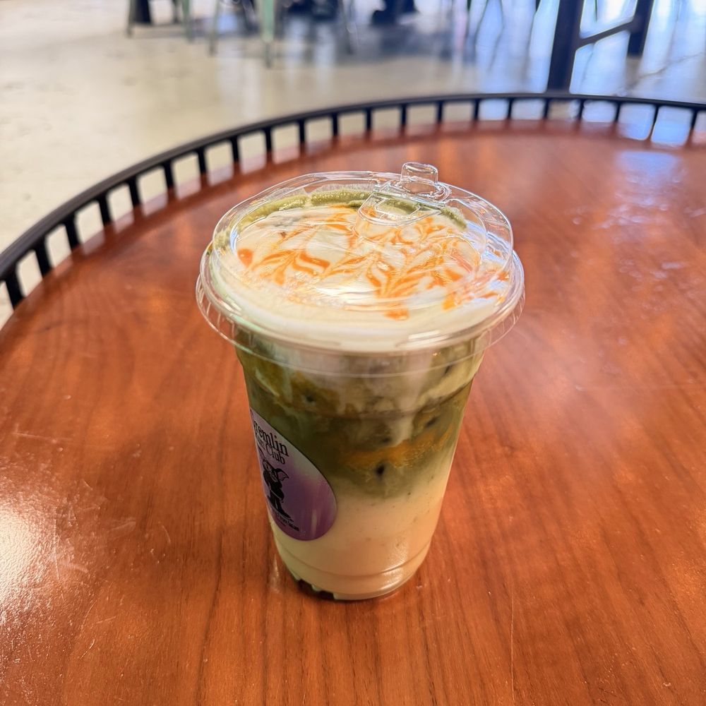 Gremlin Garage - Mango sticky rice matcha w/ oat milk - Coffee & Tea Near Me - Costa Mesa, California Gremlin Garage - Mango sticky rice matcha w/ oat milk - Coffee & Tea Near Me - Costa Mesa, California