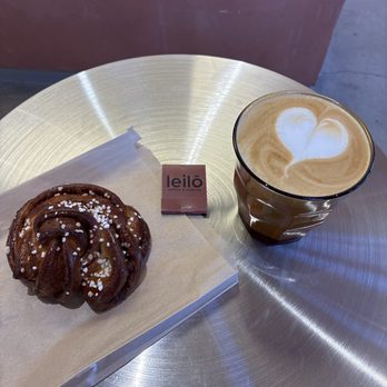 Leilo Coffee - Cardamom bun and latte (for my matchless friends;) - Coffee & Tea Near Me - Culver City, California