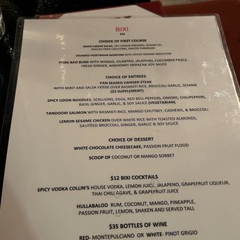 Bixi - Restaurant week menu - Cocktail Bars Near Me - New York, New York