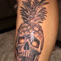 Odyssey Tattoo Gallery - Pineapple Skull by Eddie Diaz