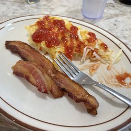 Thick cut bacon & hash browns. So good!