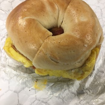 The Bagel Man - Plain bagel, toasted with egg, cheese and bacon! Delicious!! - Delis Near Me - Phoenix, Arizona