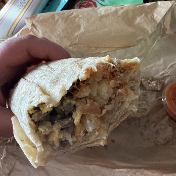 Fuego Mexican Food - Steak and Egg Breakfast Burrito (added sour cream) - Mexican Near Me - Mesa, Arizona